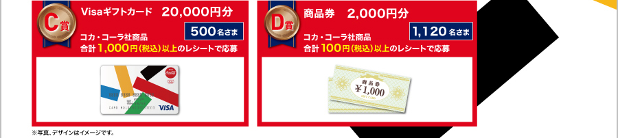 C賞 Visaギフトカード 20,000円分 500名さま D賞 商品券2,000円分 1,120名さま
