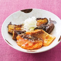 秋鮭と秋なすの甘辛煮