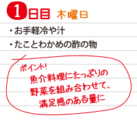 1日目　お手軽冷や汁の献立