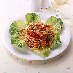 枝豆とクリームチーズの冷製パスタ