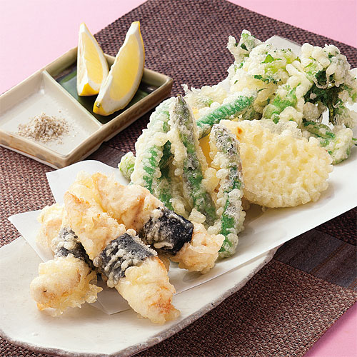 鶏天、春野菜の天ぷら