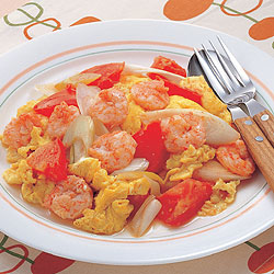 えびとトマトと卵の炒め物 おすすめレシピ ダイエー食の情報