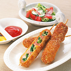 ねぎの豚肉巻き串カツ
