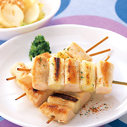 鶏ささみと長ねぎの串焼き