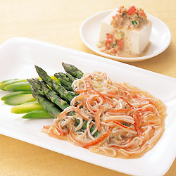 グリーンアスパラのかにかまあんかけ