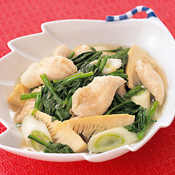鶏ささみとほうれん草のくず煮