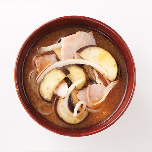 ベーコン&なすみそ汁