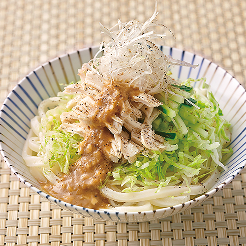 蒸し鶏の野菜たっぷりスパイシーうどん