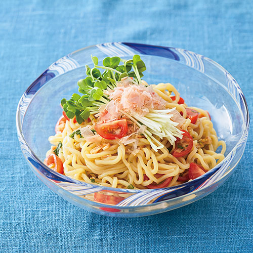 ミニトマトと大葉の冷やし和え麺