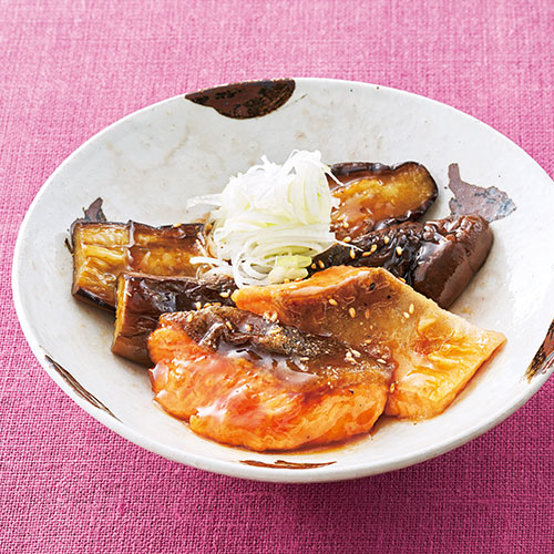 秋鮭と秋なすの甘辛煮