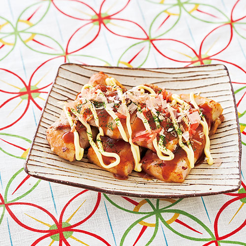 厚揚げの肉巻きお好み焼き風