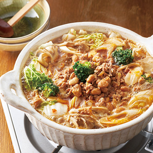 挽肉の納豆キムチ鍋
