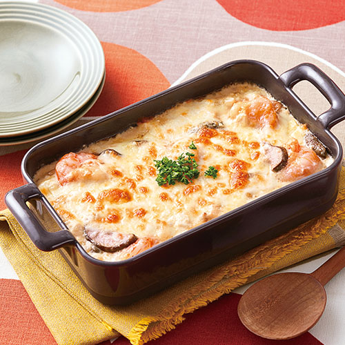 きのことえびの豆腐グラタン