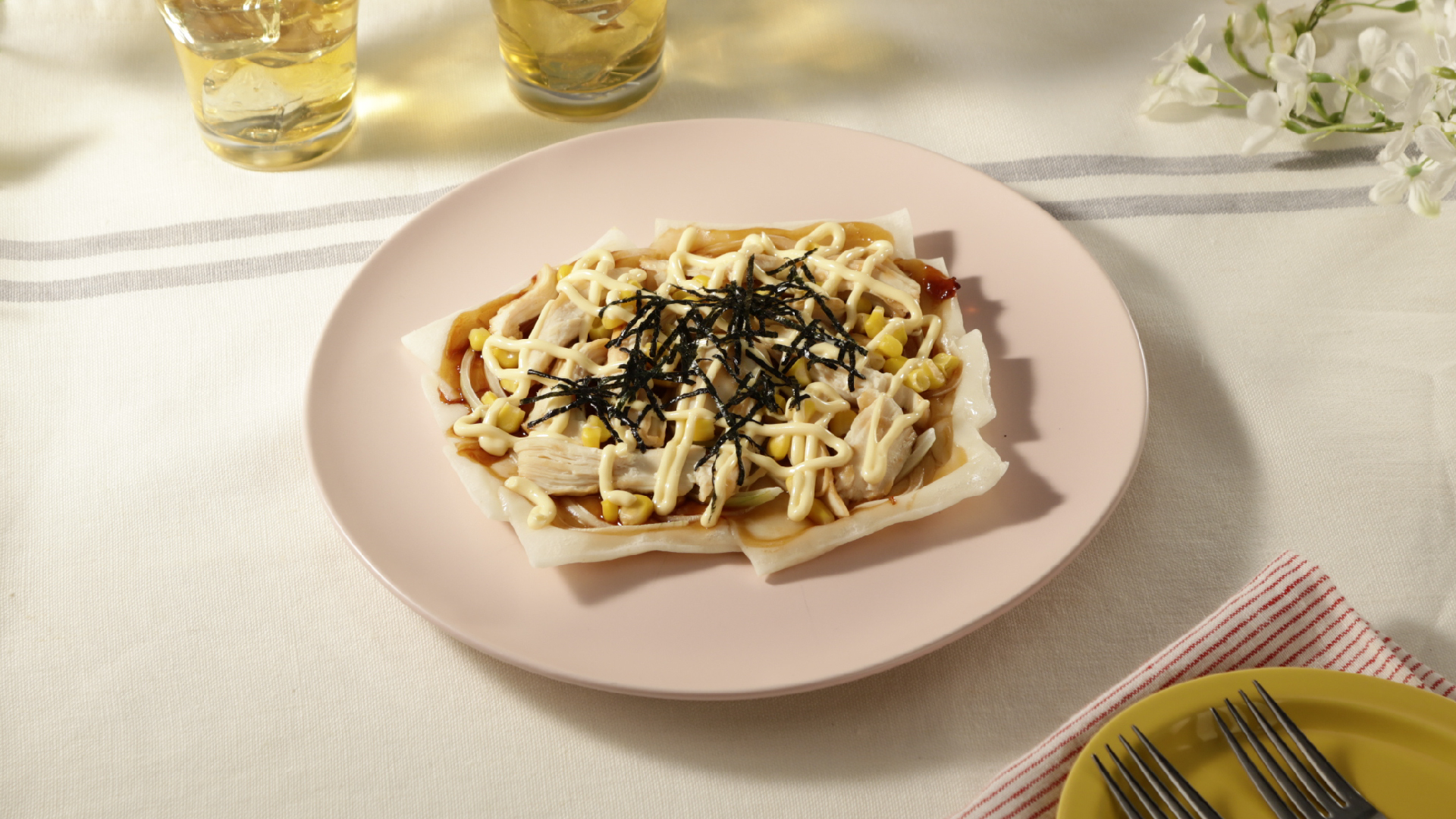 切り餅で作る！照り焼きチキンピザ