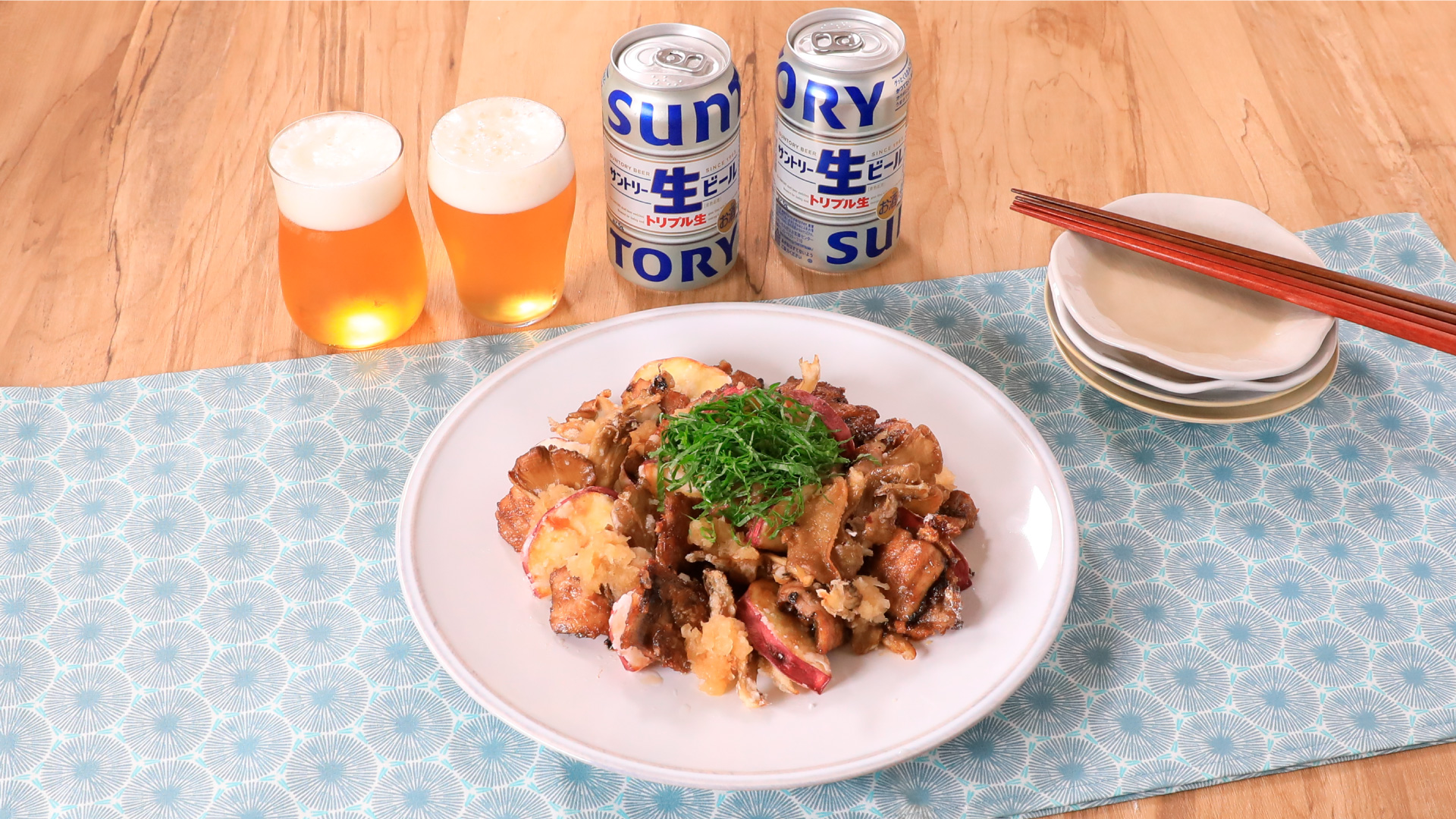 さつまいもと秋刀魚とまいたけのおろしぽん酢