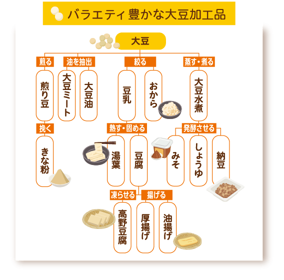 バラエティ豊かな大豆加工品
