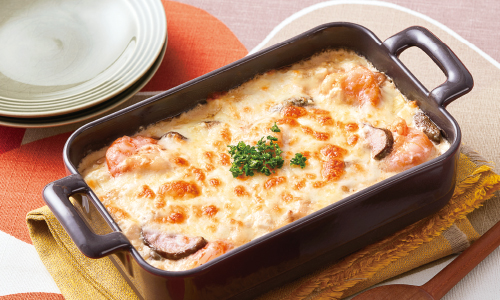 きのことえびの豆腐グラタン