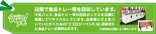 店頭で食品トレー等を回収しています。