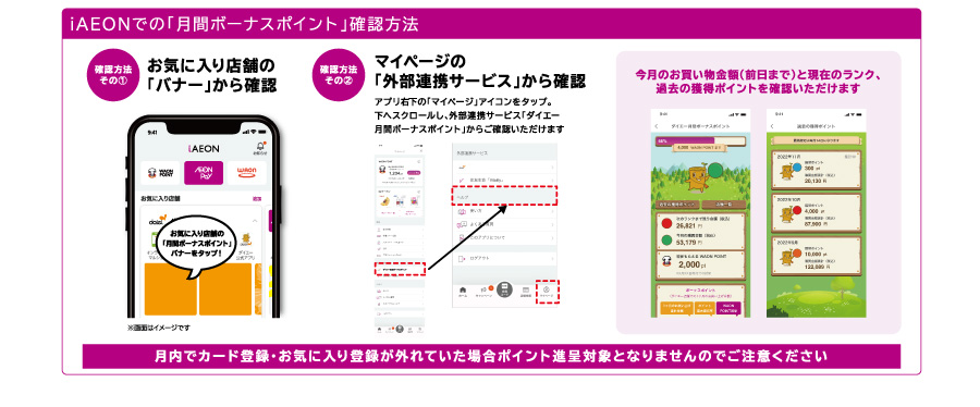 iAEONでの月間ボーナスポイント確認方法